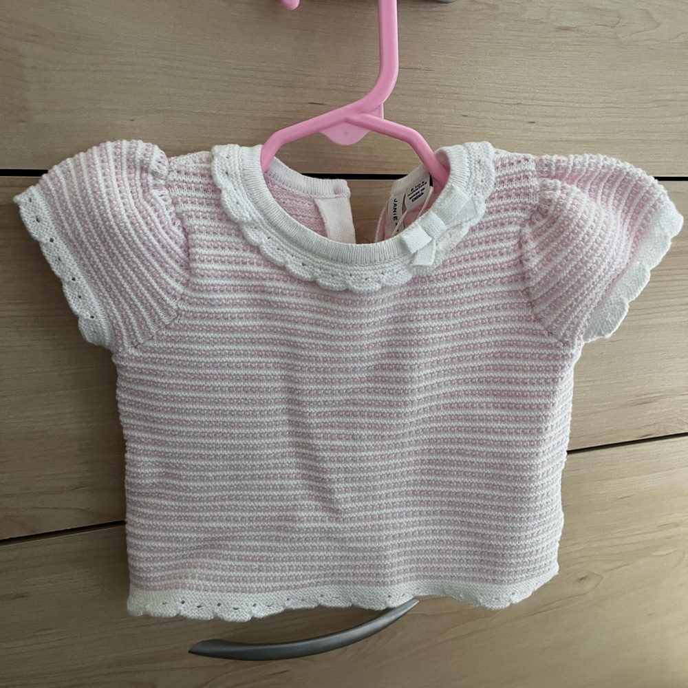 Janie and Jack Pink and White Striped Kids Set
